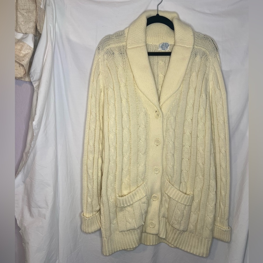 Vintage Sears Cableknit grandpa cardigan